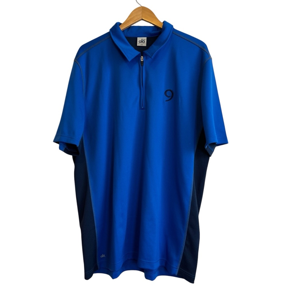 Alo Yoga Cool Fit 1/4 Zip Mens XXL Blue Golf Polo